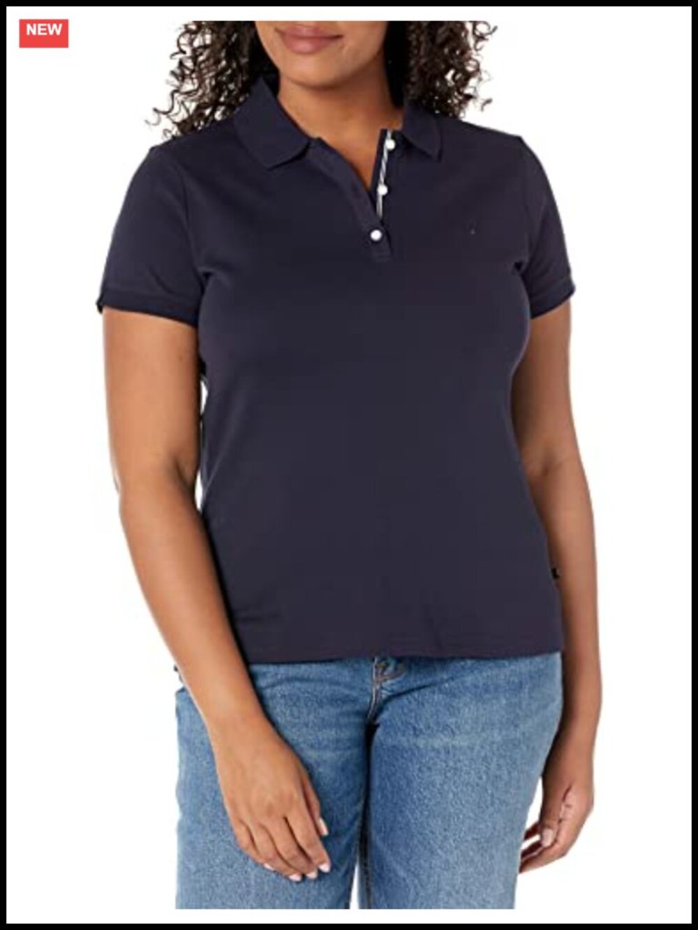 Nautica Women's Cotton Polo Shirt Short Sleeve Classic Fit3 Button